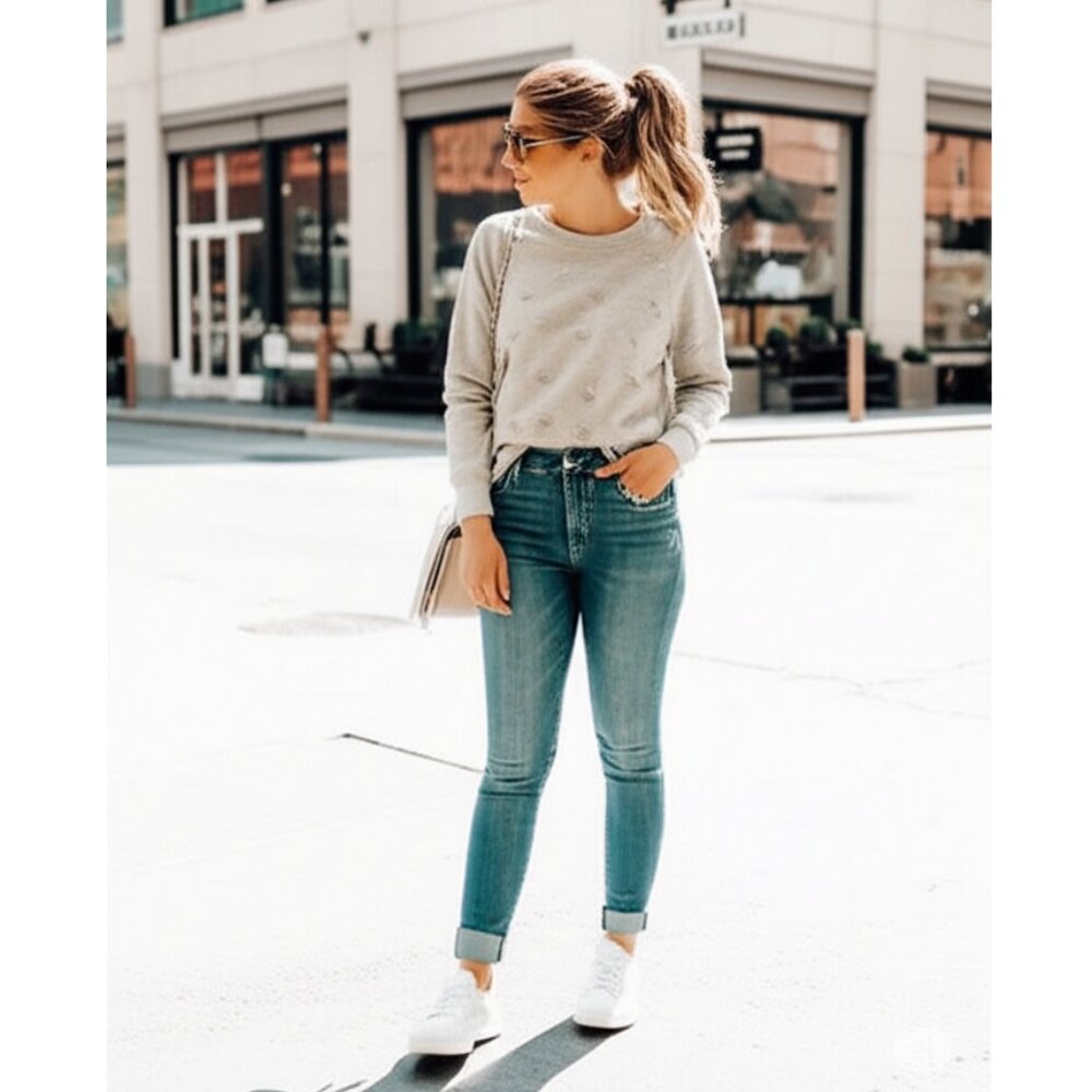 NWT Rococo Sand grey glitter sequin sweatshirt